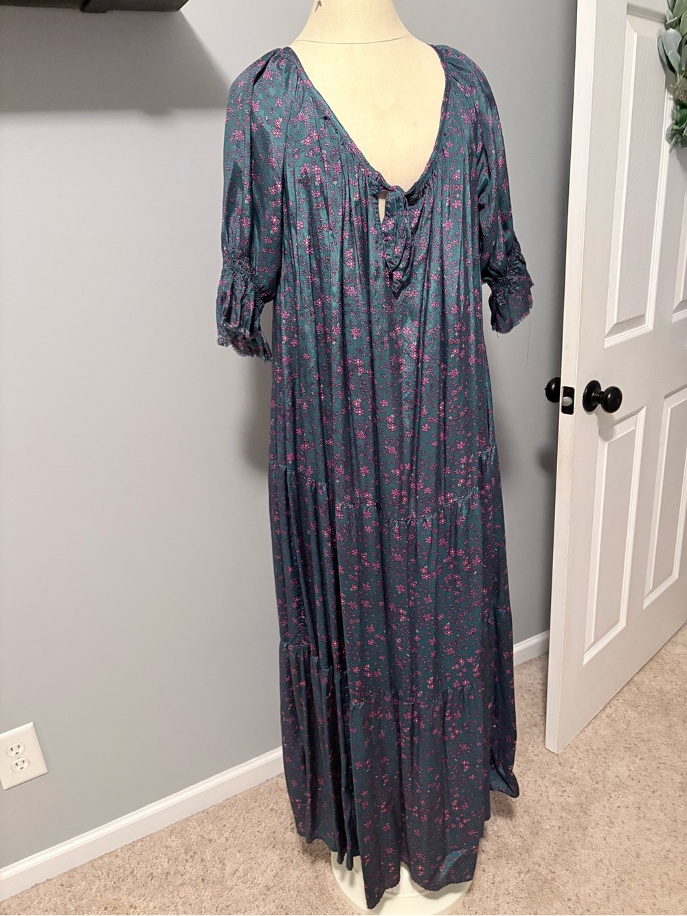 NATURAL LIFE Teal Dress with Pink Floral Print